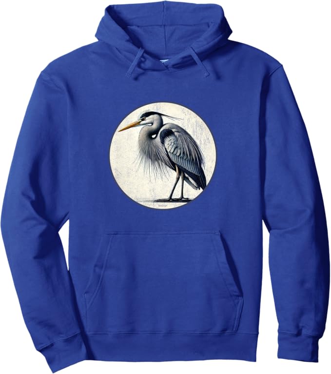 Retro Great Blue Heron Hoodie – Vintage Bird Design Sweatshirt