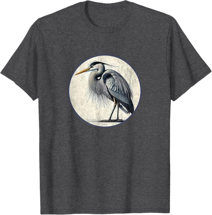Great Blue Heron T-Shirt Retro Design by Bird.fan | Men's Birding Graphic Tee