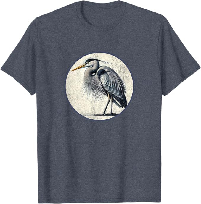 Great Blue Heron T-Shirt Retro Design by Bird.fan | Men's Birding Graphic Tee