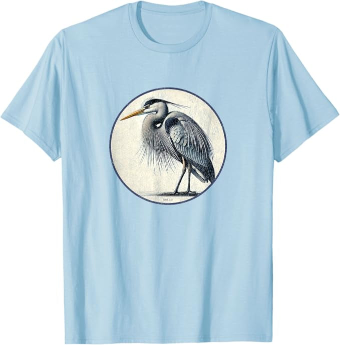 Great Blue Heron T-Shirt Retro Design by Bird.fan | Men's Birding Graphic Tee
