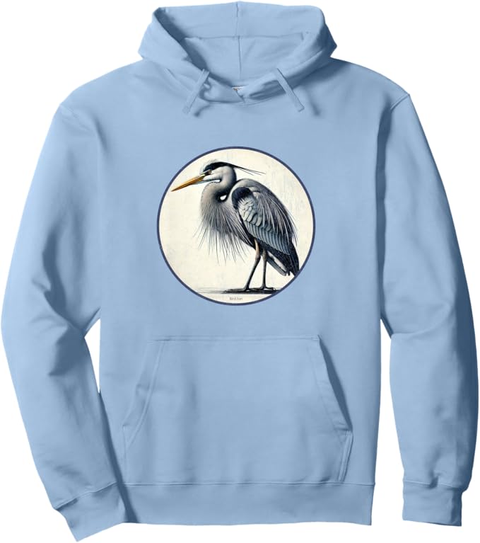 Retro Great Blue Heron Hoodie – Vintage Bird Design Sweatshirt