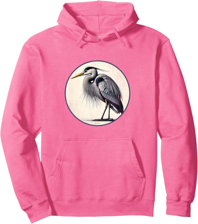 Retro Great Blue Heron Hoodie – Vintage Bird Design Sweatshirt