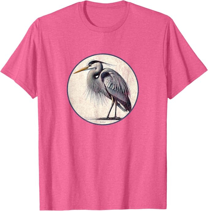 Great Blue Heron T-Shirt Retro Design by Bird.fan | Men's Birding Graphic Tee