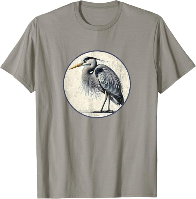 Great Blue Heron T-Shirt Retro Design by Bird.fan | Men's Birding Graphic Tee