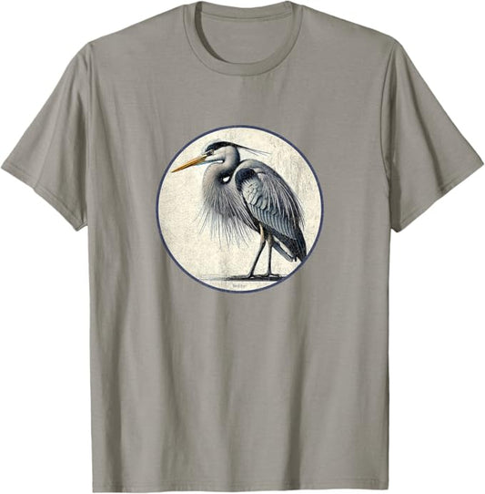 Great Blue Heron T-Shirt Retro Design by Bird.fan | Men's Birding Graphic Tee