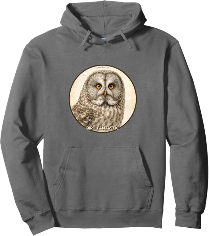 Retro Great Gray Owl Hoodie – Vintage Bird Design Sweatshirt