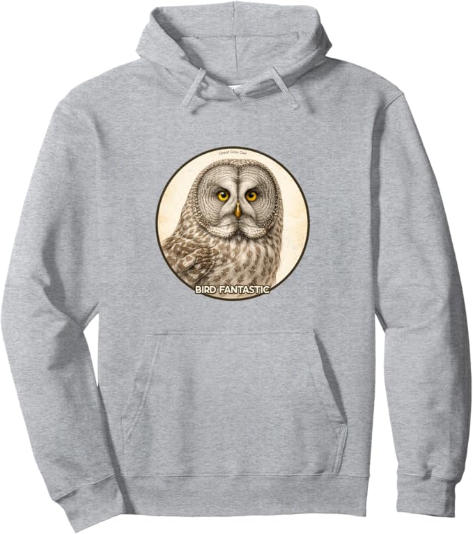 Retro Great Gray Owl Hoodie – Vintage Bird Design Sweatshirt