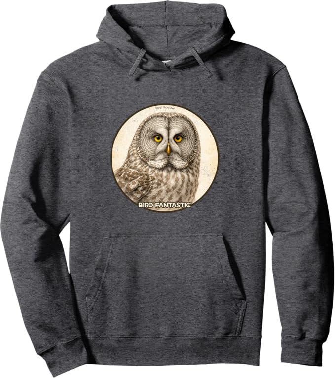 Retro Great Gray Owl Hoodie – Vintage Bird Design Sweatshirt