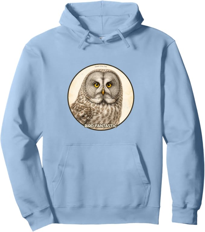 Retro Great Gray Owl Hoodie – Vintage Bird Design Sweatshirt