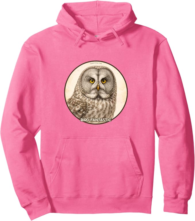 Retro Great Gray Owl Hoodie – Vintage Bird Design Sweatshirt
