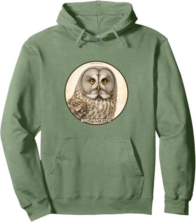 Retro Great Gray Owl Hoodie – Vintage Bird Design Sweatshirt
