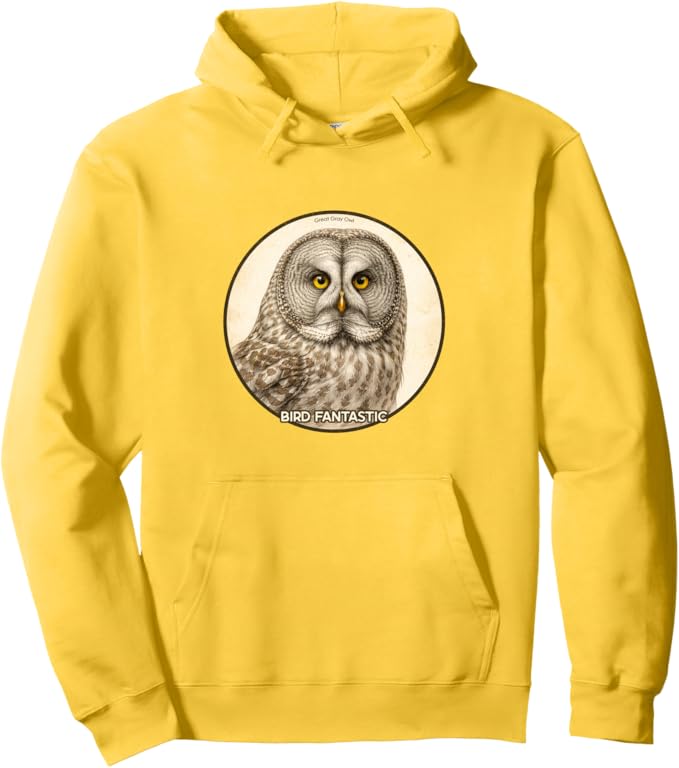 Retro Great Gray Owl Hoodie – Vintage Bird Design Sweatshirt