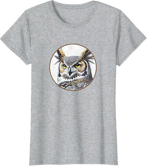 Great Horned Owl Women's Graphic Tee by Bird.fan | Bird T-Shirt for Birding
