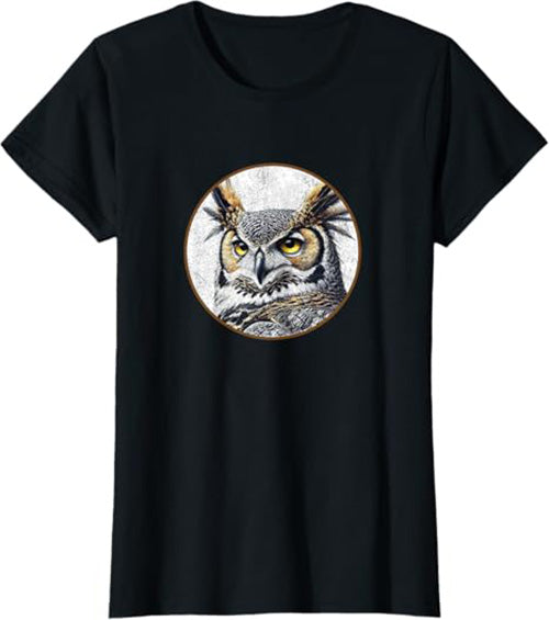 Great Horned Owl Women's Graphic Tee by Bird.fan | Bird T-Shirt for Birding