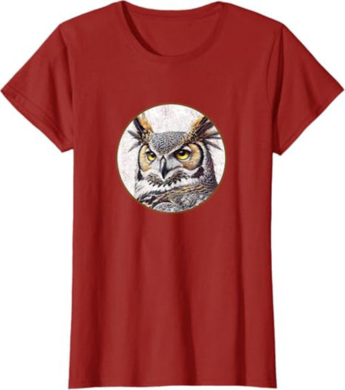 Great Horned Owl Women's Graphic Tee by Bird.fan | Bird T-Shirt for Birding