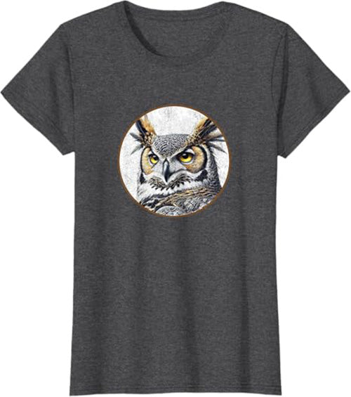 Great Horned Owl Women's Graphic Tee by Bird.fan | Bird T-Shirt for Birding