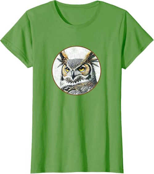Great Horned Owl Women's Graphic Tee by Bird.fan | Bird T-Shirt for Birding