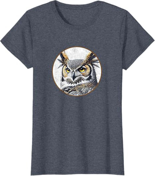 Great Horned Owl Women's Graphic Tee by Bird.fan | Bird T-Shirt for Birding