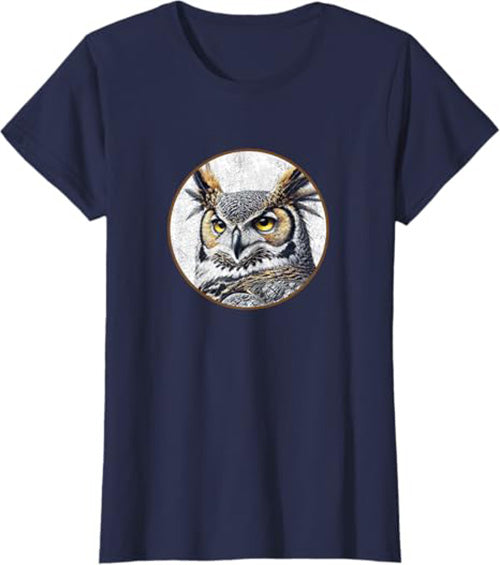 Great Horned Owl Women's Graphic Tee by Bird.fan | Bird T-Shirt for Birding