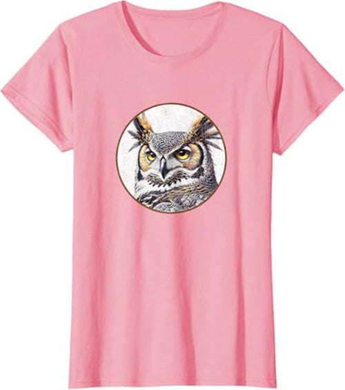 Great Horned Owl Women's Graphic Tee by Bird.fan | Bird T-Shirt for Birding