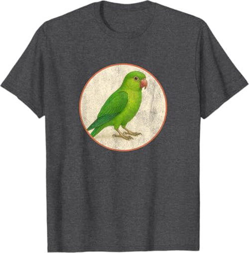 Green Parakeet T-Shirt Retro Design by Bird.fan