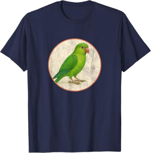 Green Parakeet T-Shirt Retro Design by Bird.fan