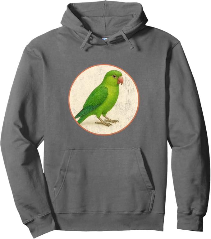 Retro Green Parakeet Hoodie – Vintage Bird Design Sweatshirt