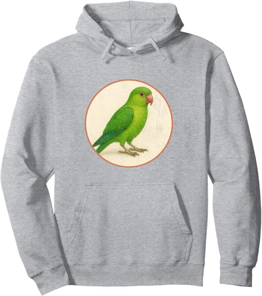 Retro Green Parakeet Hoodie – Vintage Bird Design Sweatshirt