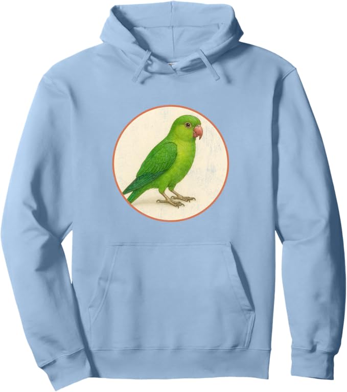 Retro Green Parakeet Hoodie – Vintage Bird Design Sweatshirt