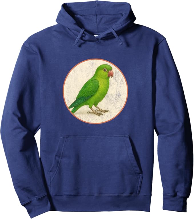 Retro Green Parakeet Hoodie – Vintage Bird Design Sweatshirt