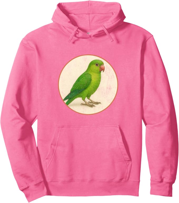 Retro Green Parakeet Hoodie – Vintage Bird Design Sweatshirt