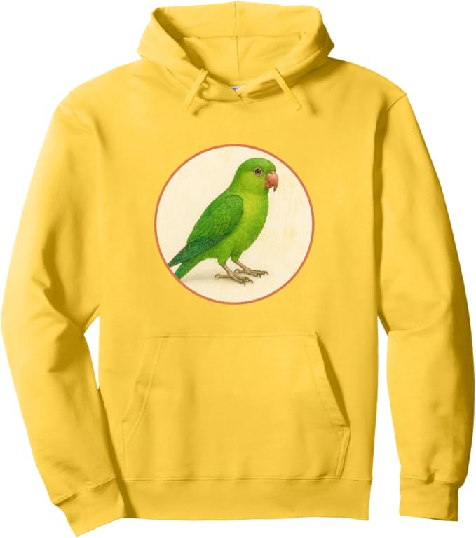 Retro Green Parakeet Hoodie – Vintage Bird Design Sweatshirt