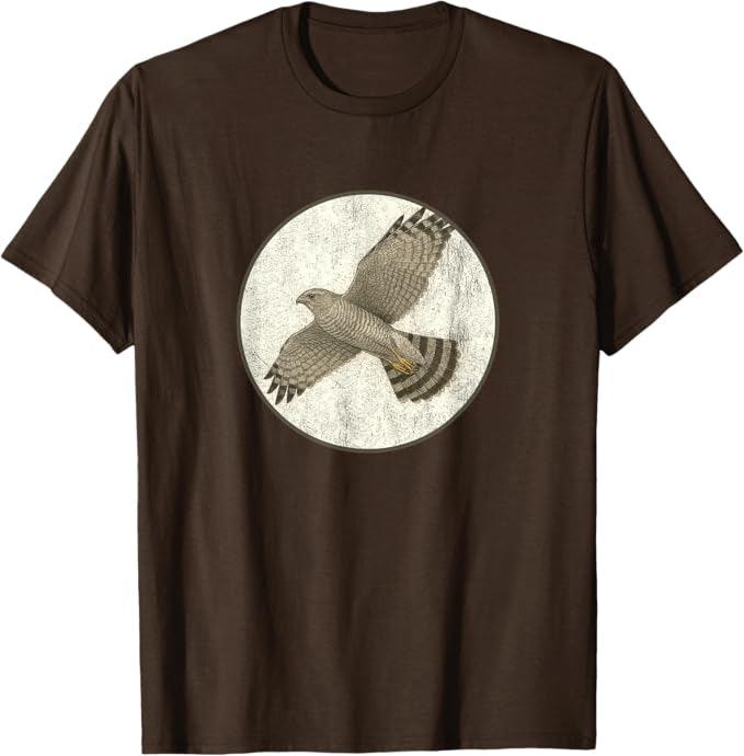 Grey Hawk T-Shirt Retro Design by Bird.fan | Men's Birding Graphic Tee