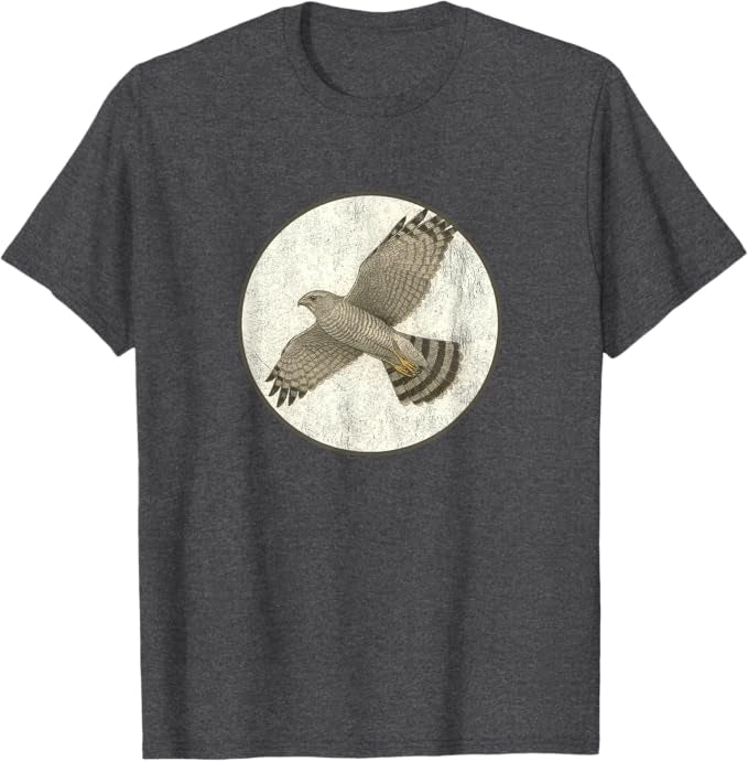 Grey Hawk T-Shirt Retro Design by Bird.fan | Men's Birding Graphic Tee