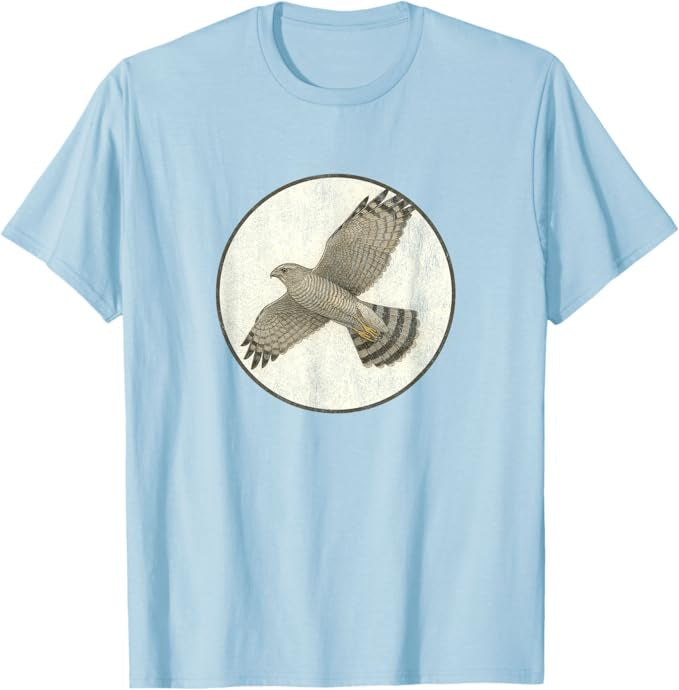 Grey Hawk T-Shirt Retro Design by Bird.fan | Men's Birding Graphic Tee