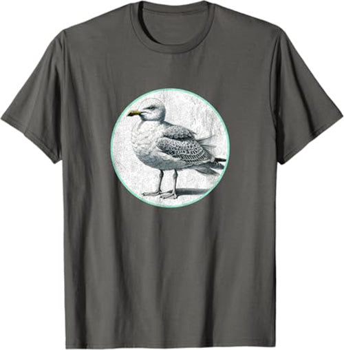 Retro Herring Gull Seagull T-Shirt Design 10 Colors by Bird Fantastic | Birding Graphic Tee