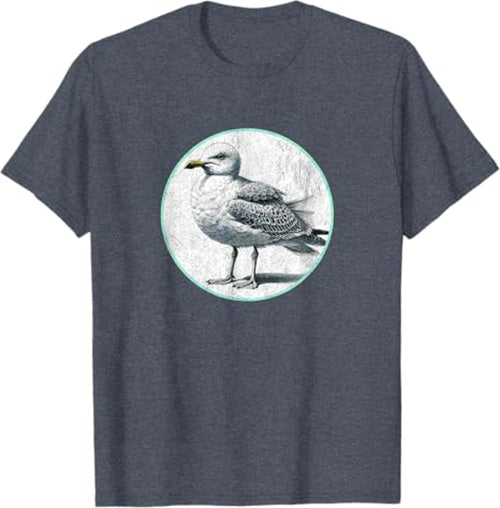 Retro Herring Gull Seagull T-Shirt Design 10 Colors by Bird Fantastic | Birding Graphic Tee