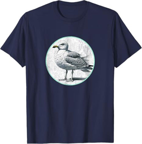 Retro Herring Gull Seagull T-Shirt Design 10 Colors by Bird Fantastic | Birding Graphic Tee