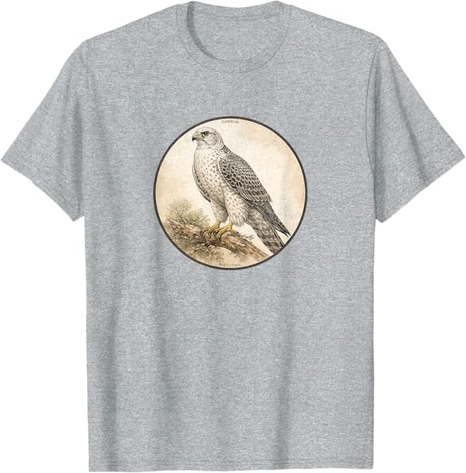 Retro Gyrfalcon T-Shirt Design 10 Colors by Bird Fantastic | Birding Graphic Tee