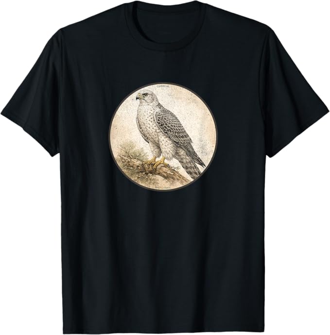 Retro Gyrfalcon T-Shirt Design 10 Colors by Bird Fantastic | Birding Graphic Tee