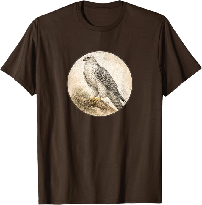 Retro Gyrfalcon T-Shirt Design 10 Colors by Bird Fantastic | Birding Graphic Tee