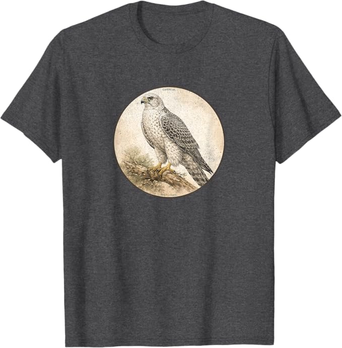 Retro Gyrfalcon T-Shirt Design 10 Colors by Bird Fantastic | Birding Graphic Tee