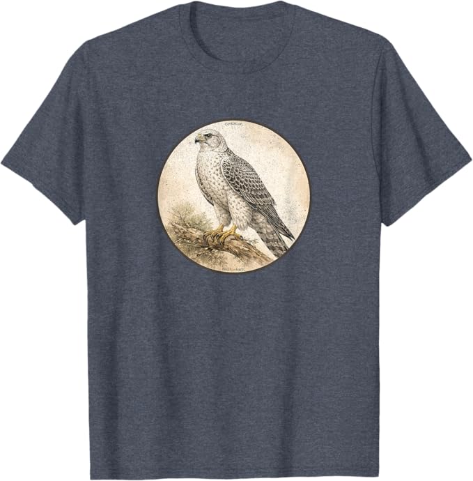 Retro Gyrfalcon T-Shirt Design 10 Colors by Bird Fantastic | Birding Graphic Tee