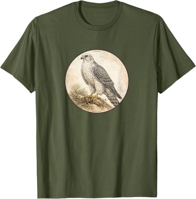 Retro Gyrfalcon T-Shirt Design 10 Colors by Bird Fantastic | Birding Graphic Tee