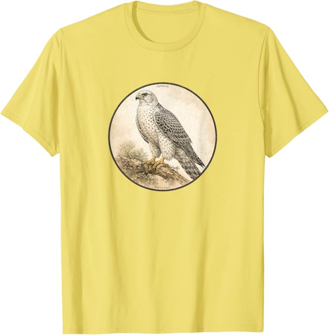 Retro Gyrfalcon T-Shirt Design 10 Colors by Bird Fantastic | Birding Graphic Tee