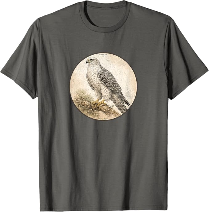 Retro Gyrfalcon T-Shirt Design 10 Colors by Bird Fantastic | Birding Graphic Tee