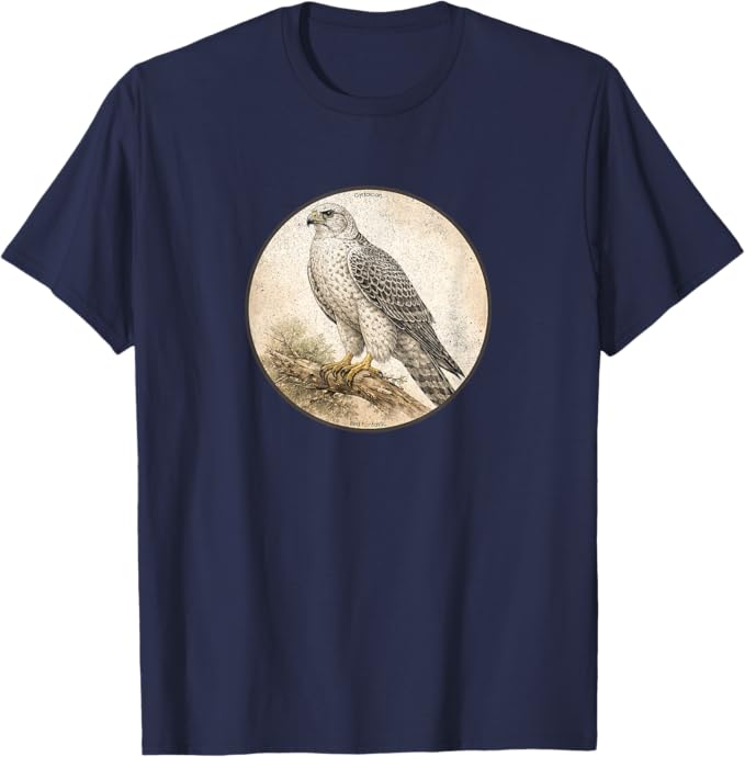 Retro Gyrfalcon T-Shirt Design 10 Colors by Bird Fantastic | Birding Graphic Tee