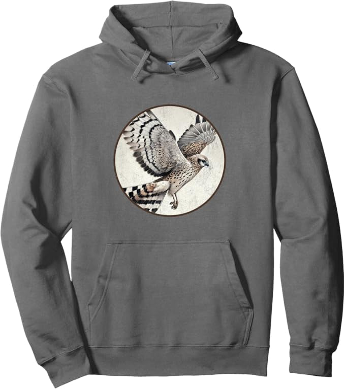 Hen Harrier Retro Bird Design Unisex Pullover Hoodie by Bird.fan