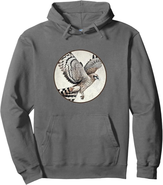 Hen Harrier Retro Bird Design Unisex Pullover Hoodie by Bird.fan