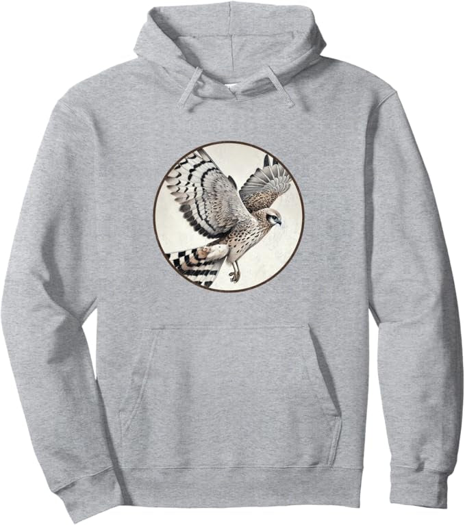 Hen Harrier Retro Bird Design Unisex Pullover Hoodie by Bird.fan